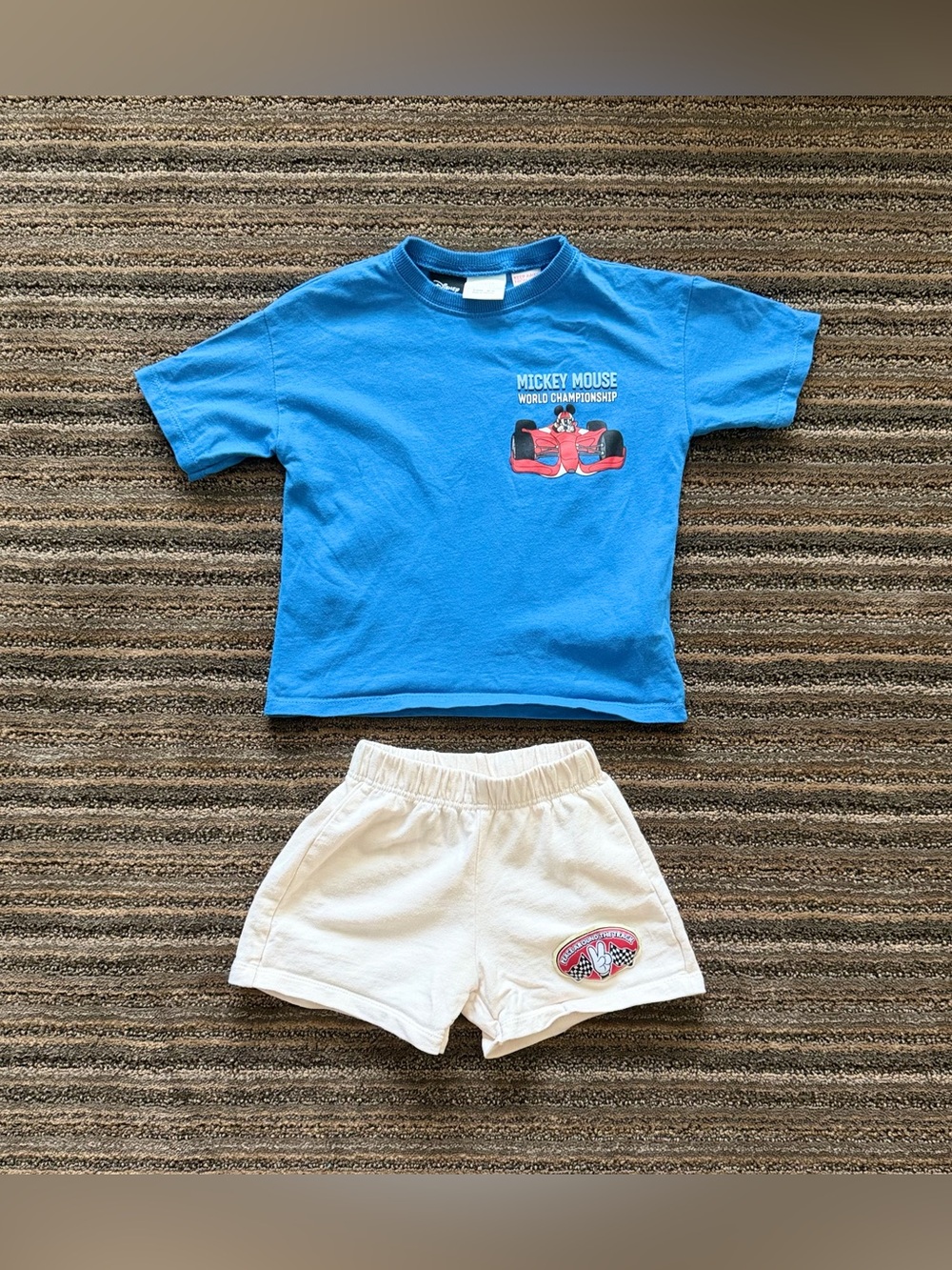 Zara Disney Blue Mickey Mouse Racing Short Sleeve Top and Shorts 2-Piece Set